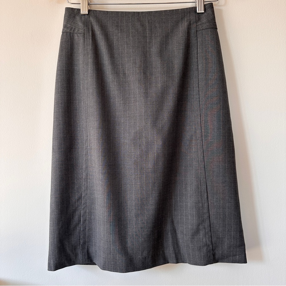 Grey Pinstriped Work Skirt